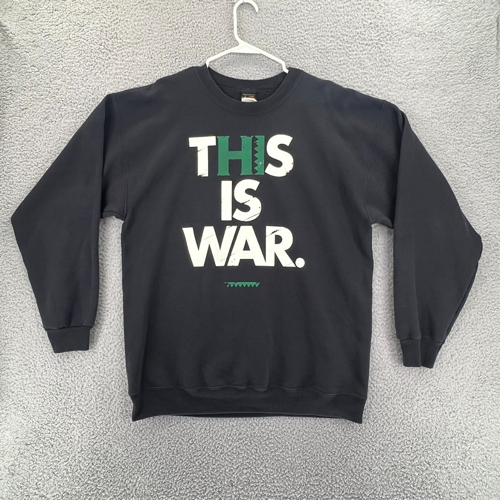 Adapt. Clothing THIS IS WAR Black Pullover Fleece Sweater Mens Large Long Sleeve